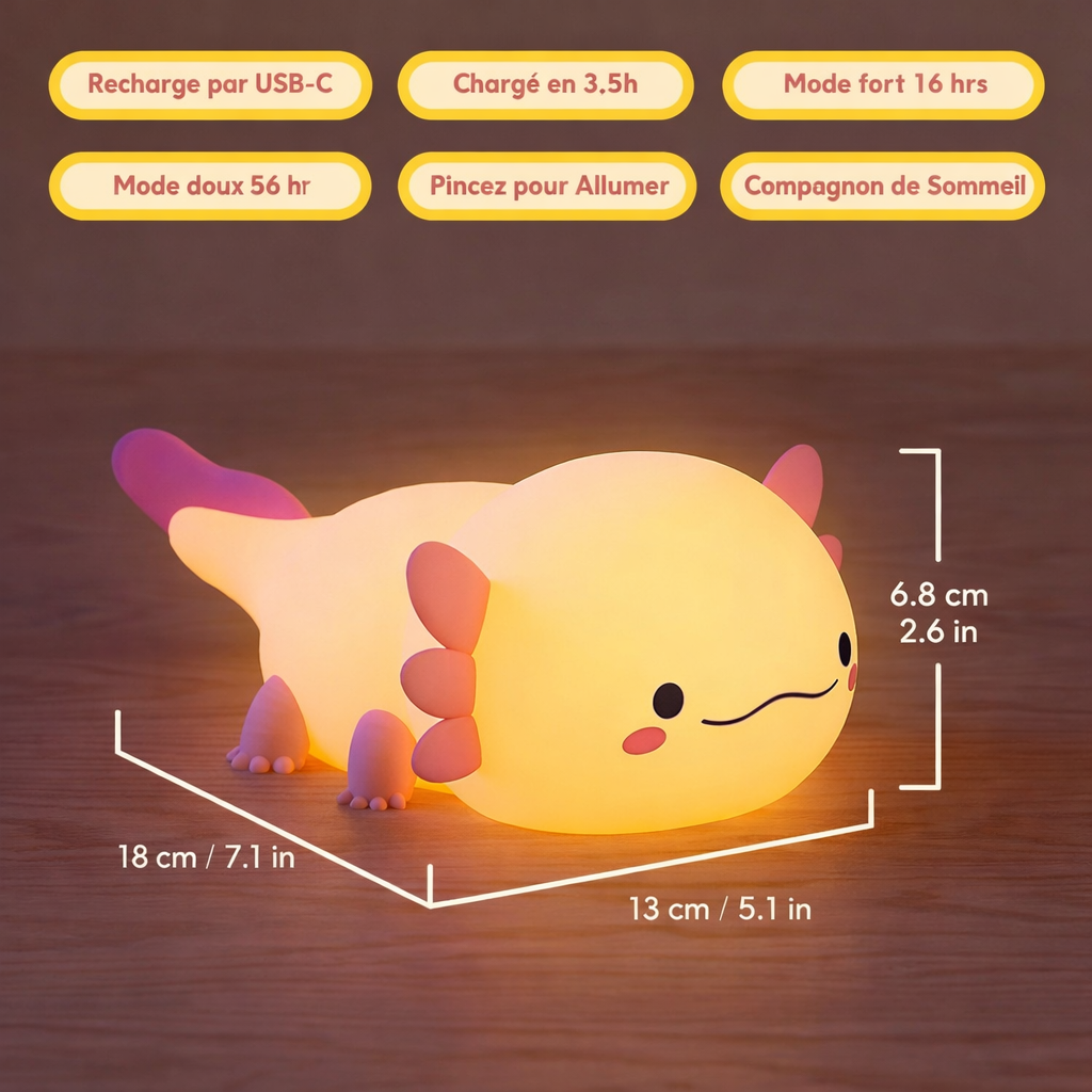 Nidouce – Veilleuse Axolotl Douce et Apaisante